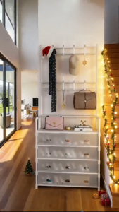 5 Layers Hanging Shoe Rack Dustproof Organizer Clothes Hanging Rack With Shoe Storage Multifunctional Floor Coat Rack