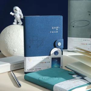 Blue Planet Plan Week Daily Planner Simple Artistic Journal Notebook Button Plan Organizer PU Cover Wire-O Binding Business Supplies