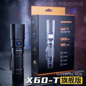 Supfire X60-T Lampu Suluh Jarak Juah LED Zoomable Torchlight Rechargeable Torch Light 5 Modes & Clip Holder Flashlight