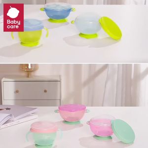 BabyCare ชุดเช็ทถ้วยชามดูด วัสดุ PP ชุดชามอาหาร 3 ใบ