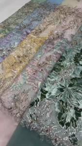 Vải Ren Lưới Pháp Thêu Hạt Cườm Sequin Cao Cấp Châu Phi Thiết Kế Mới Nhất Dùng May Váy Cưới