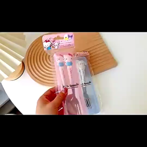 Bộ Thìa Dĩa Bằng Thép Không Gỉ Hoạt Hình  Đáng Yêu Cho Bé Tiện Lợi