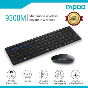 Rapoo 9300M/9300T 2.4G Ultra Slim Portable Mute Wireless Multi-mode Wireless Keyboard & Mouse Rapoo 9300M Rapoo 9300T - Lazada