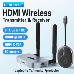 Lemorele 50m Wireless HDMI Transceiver 1080P Video Transmitter & Receiver Extender Display Adapter Dongle Kits for Monitor PC TV