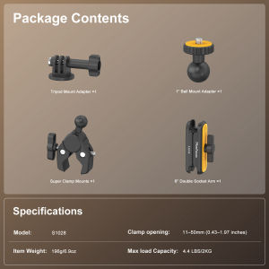 Minifocus | Super Clamp with 360° Dual Ball Head Magic Arm Action Camera Clamp Mount Adapter for DSLR Monitor LED Light GoPro DJI Action