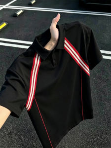 LIUBU | Black Stripe Patchwork Polo Tshirt