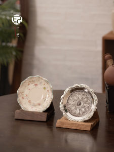 Modern Minimalist Solid Wood Plate Display Stand Anti-Slip Entrance TV Cabinet Decorative round Plate Display Base Shelf Top