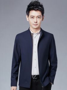 ROMON | Romon Casual Business Mens Jacket Autumn Winter New Style Zipper Closure Long Sleeve Standard Fit Polyester Pure Color Dad Wear