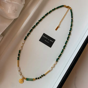 Natural Stone Baroque Toothpick water Pearl Pendant Necklace Womens Layering High-End Lightweight Luxury Necklace