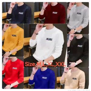 Bisa COD Sweater Keren Crewneck Elegan Kaos Pria Trendy Sweatshirt Kasual Sweter Kekinian Peace New