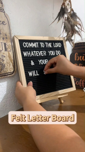 Felt Letter Board 10x10 inches Changeable Wooden Message Board Sign Wood Frame Wall Mount