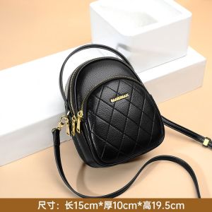 Fashionable Multi-Layer Soft Leather Crossbody Bag Womens Shoulder Handbag Stylish Black Versatile Single Strap Handbag