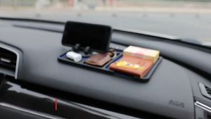 Anti-slip Car Dashboard Mat Silicone Pad Car Organizer Separate Compartments for for Cell Phone Sunglasses Keys Coins