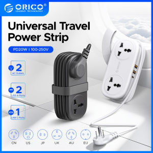 ORICO Mini Power Strip PD 20W with 3 USB Ports 2 Outlet Portable Flat Plug Strip with 135cm Small Extension Cord No Surge Protector for Cruise Ship Essential Universal Specification
