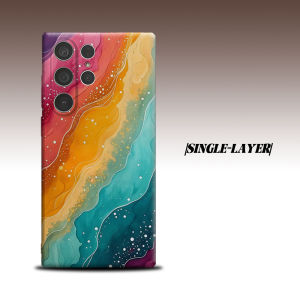 rainbow alcohol ink wave For Samsung Galaxy S26 S25 S24 A56 A36 Dual Layer Luxury Fashion Full Lens Protective Case
