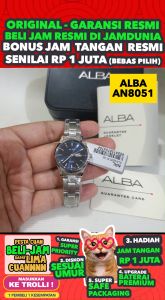 ALBA ORIGINAL - ALBA AN8051 X1 ALBA AN8051X1 Women CT - Silver - Stainless Steel - Diameter 3CM- Water Resist 50 Meter - Jamdunia / Jam dunia JD18 Jam Tangan Wanita Jam Tangan Cewek Jam Tangan Anti Air + ALBA AN80 51 AN 80 51 X1 AN8 S003