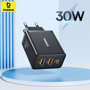 Baseus 30W USB Charger QC3.0 PD3.0 ประเภทC PD Fastชาร์จ 3 พอร์ตQuickชาร์จโทรศัพท์สําหรับiPhone 15 14 13Pro Max Xiaomi Samsung