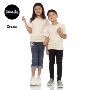 Kaos Polos Anak Oneck Lengan Pendek Bahan Katun Combed 30s Warna Cream