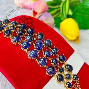 🔥สร้อยข้อมือไพลินพลอยแท้ ไพลินหลังเบี้ย (สินค้ามีชิ้นเดียว)เครื่องประดับแท้ มีใบรับประกัน