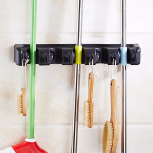 Mop and Broom Holder Wall Mount Heavy Duty Broom Garden Tool Organizer Mop Hanger Home Cleaning Supplies Organizations Storage Rack for Garage Laundry Room