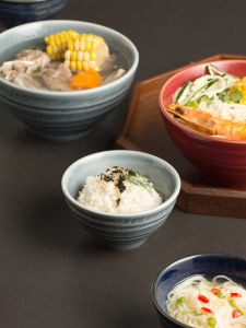 Retro Japanese Style Ceramic Rice Bowl Single 4.75 Inch Dinner Bowl Home Use Creative Dinnerware Glazed under Color