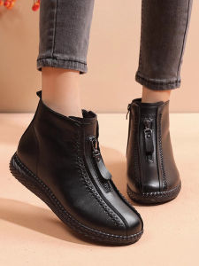 SHIPAILUO | Warm Fleece Lined Flat Bottomed Womens Cotton Shoes Soft Sole Winter Boots Casual Round Toe Ankle Fashion Boots For Middle-Aged Women