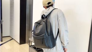 Leather Backpack For Male Korean Version College Students Waterproof Leather Leisure Large Capacity Backpack High School Student Computer Bag