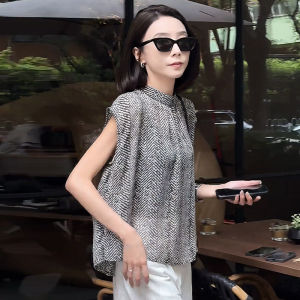 Niche Slimming High-Quality Design Sleeveless Womens Blouse Chiffon