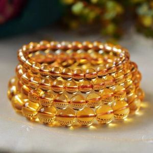 Natural 8A High End Yellow Crystal Bracelet Beads Couple Style Fashion Jewelry Hand Chain Accessory Vibrant Yellow Color
