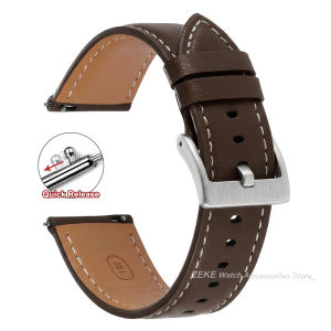 18mm 20mm 22mm Wristband Brown Cowhide Leather Watch Strap Quick Release Bracelet Accessories for Samsung Galaxy Watch 7/6/5/4/3