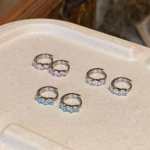 Colorful Zircon Double Ear Hole Ultra Shiny Elegant Hoops Earrings Unique Design Personalized Circle Ear Studs And Ear Hooks