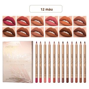 Bộ Chì Kẻ Môi Lì QIBEST 12 Màu Chống Nước Lâu Trôi Mượt Mà Son Môi Màu Nude Để Trang Điểm Môi