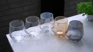 Gelas Kaca Minuman Estetik Diamond Crystal Borosilicate Glass 310ml | Gelas minuman sirup whisky serbaguna elegan | One Two Cups - GW107