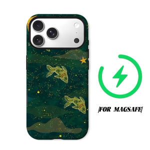green fish star night Phone Case for iPhone 18 17 16 15 14 13 12 11 Air Pro Max Plus Double-layer Cover