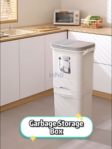 INHO 42/50L Large Movable Household Sorting Trash Plastic With Wheels Kitchen Recycle Dustbin