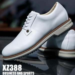 Mens PGM Golf Shoes Leather Breathable British Style Soft Bottom Brogue Shoes No Tie Golf Sport Shoes Korean Version