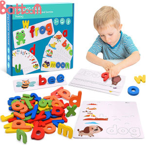 Children Puzzle Wooden Spelling Word English Alphabet Learning Educational Toys Kids Letter Games Kindergarten Teaching Aids