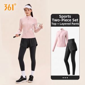 361° | Womens Yoga and Fitness Suit Long-sleeve Top with Waist Pocket Long Pants