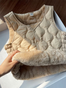 Womens Fleece Vest Quilted Lining down Jacket Inner Cotton Vest Commute Style Regular Length Single Button Closure Solid Color