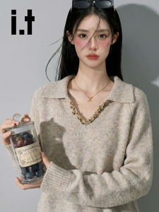 Polo Neck V-neck Loose Knitwear Slim Fitting Versatile