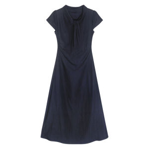 Neck Scarf Short Sleeve Pink Slim A-line Maxi Dress