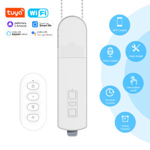 Manhot Tuya WiFi DIY Chain Motorized Roller Shutter Blinds Shades Drive Curtain Motor EU US UK AU Standard for Alexa Google Home