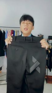 DAYRAVEN - Celana Hitam Pria Slim Fit Formal High Panjang Kerja Casual