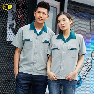 NUDO | Nengdun Short Sleeve Work Uniform Set For Men Summer Wear Resistant Factory Automobile Repair Shop Welding Workwear Polyester Cotton Blend