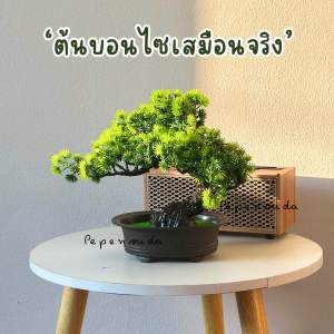 ต้นบอนไซเทียม 🌳 พร้อมกระถางแต่งหญ้าเทียม ต้นไม้มงคล สินค้าแนะนำ