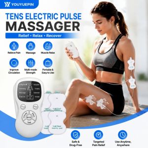 Dual Channel EMS TENS Muscle Stimulator - 8 Modes Electric Pulse Therapy Massager for Neck Back Full Body Pain Relief USB Portable