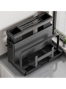 Stainless Steel Kitchen Knife Holder Multi-Function Chopsticks Cage Integrated Storage Rack Modern Simple Style No Drilling Required