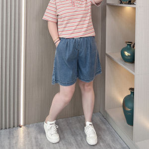 plus Size Womens Summer Denim Shorts High Waist Slimming Wide Leg Casual Split Thin Five-Quarter Pants Korean Style Commute