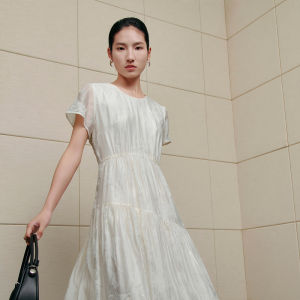 3COLOUR·S | Velvet New Summer Round Neck High Waist Long Dress