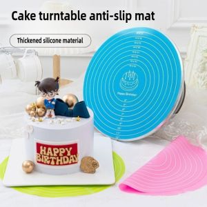 Food grade 30cm circular scale silicone kneading padcake turntable anti slip padhigh temperature resistant anti slip baking pad